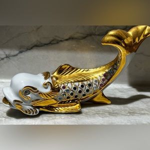 Capodimonte Italy Swarovski Gold Plated Whale